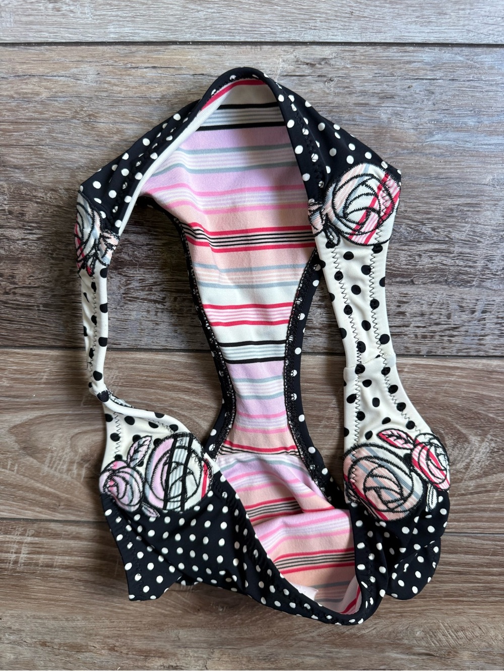Betsey Johnson Black Polka Dot Bikini Bottom with Pink Trim - Picture 5 of 5
